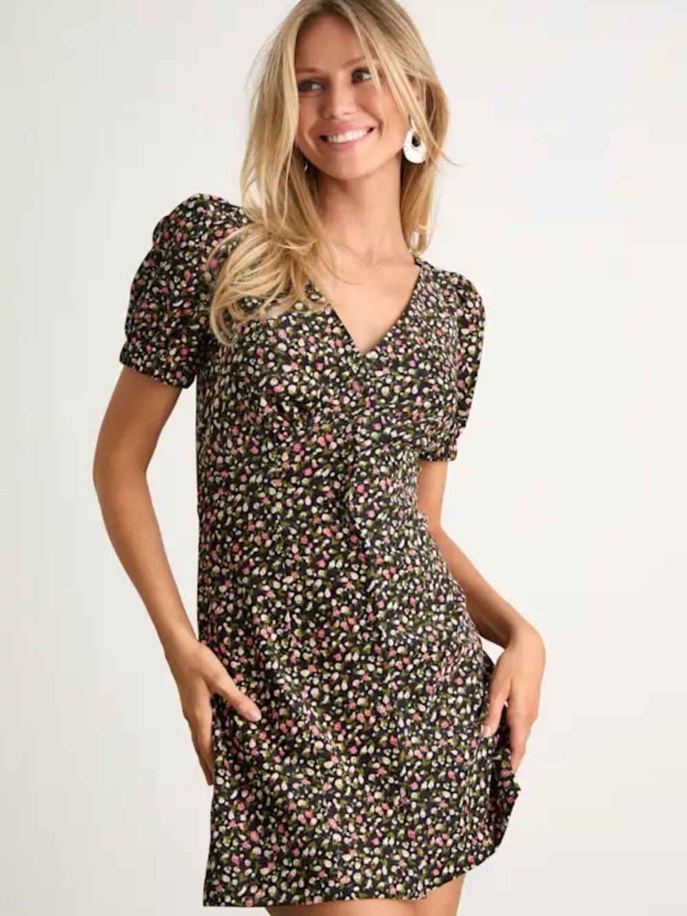 Lulus Adored Cutie Navy Floral Corduroy Button-front Mini Dress Blue - Size M
